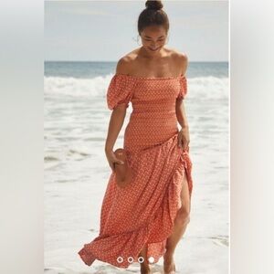 Consigns 2morrow NWT! LSpace Shoulder-less Simone Midi Dress Summer fall spring